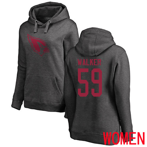 Arizona Cardinals Ash Women Joe Walker One Color NFL Football #59 Pullover Hoodie Sweatshirts->women nfl jersey->Women Jersey